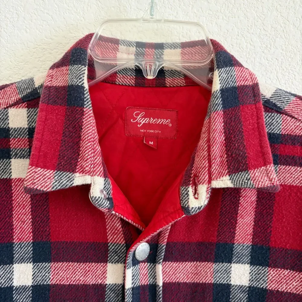 Supreme Plaid Quilted Shirt Jacket Red Flannel Men’s M Streetwear Box Logo